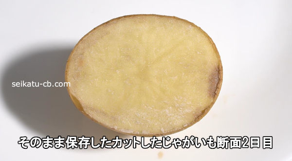 そのまま保存したカットしたじゃがいも断面2日目
