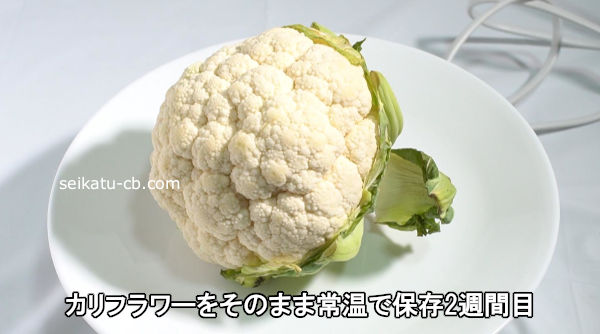 カリフラワーをそのまま常温で保存2週間目