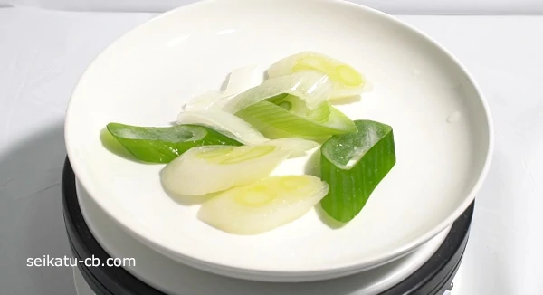 流水解凍した生で冷凍した長ねぎ