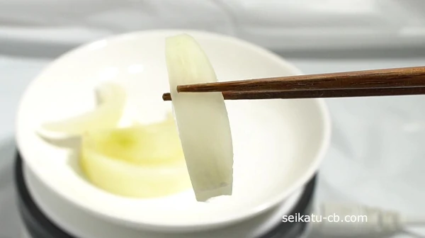 レンジで1分加熱したたまねぎのアップ