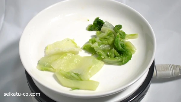 加熱解凍した生で冷凍した白菜