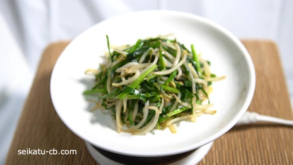 緑豆もやしで作ったニラもやし炒め