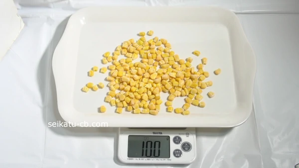 業務スーパーの冷凍とうもろこし100g分