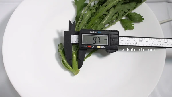 茎の太い春菊の太さは9.7mm