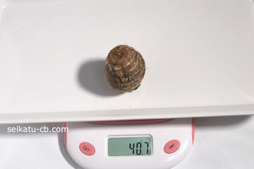 里芋をそのまま野菜室で保存5日目の重さは40.5g