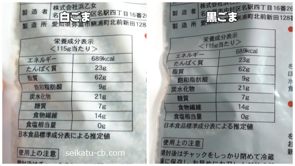 価格の安いごまと高いごまの栄養成分の違い