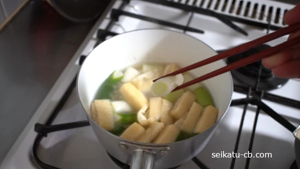 火が通って柔らかくなった長ねぎ